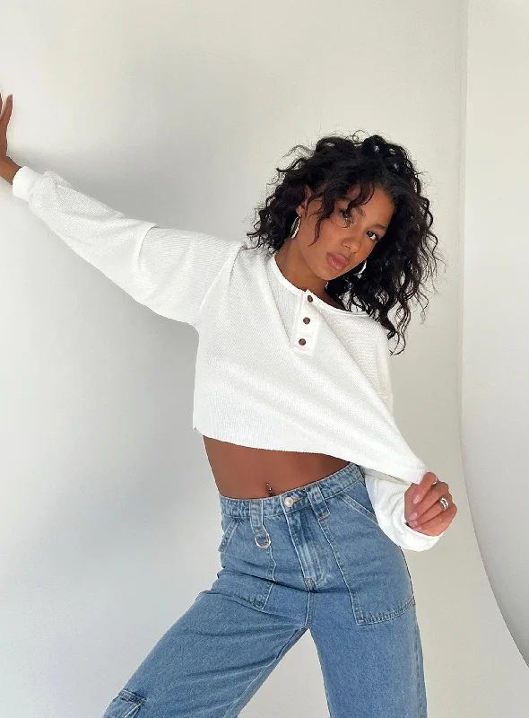 Mia Cropped Henley White