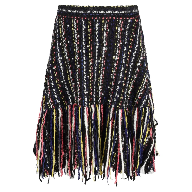 MSGM Fringed Skirt in Black Wool