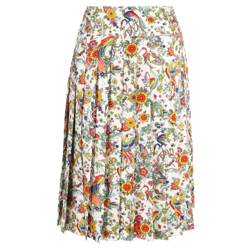 Tory Burch Printed Pleated Knee-Length Skirt in Multicolor Silk