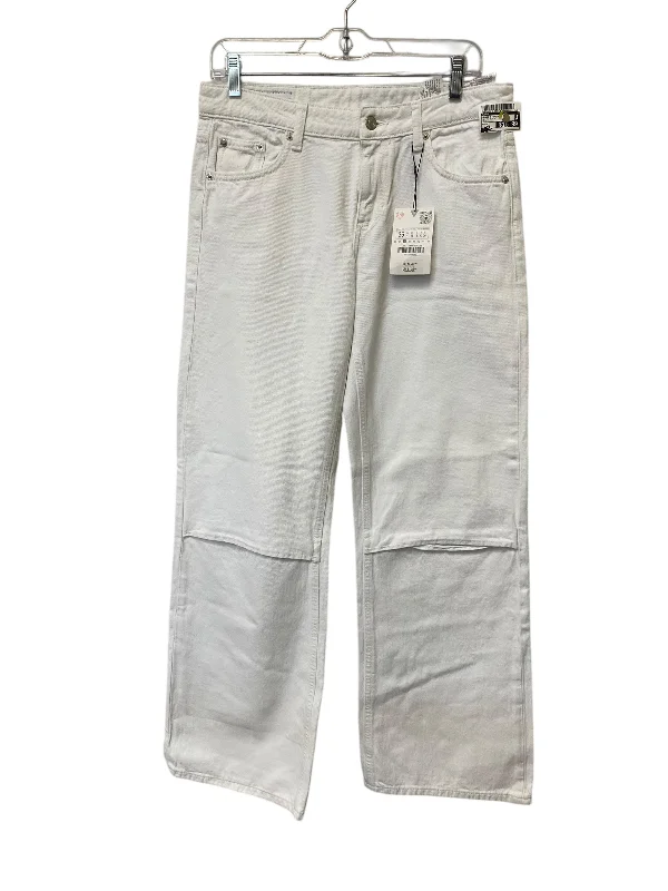 Jeans Straight By Zara In White Denim, Size: 4