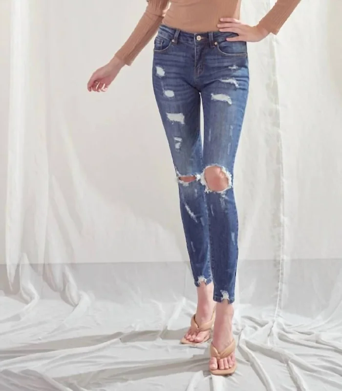 Mid Rise Super Skinny Jean In Medium Wash