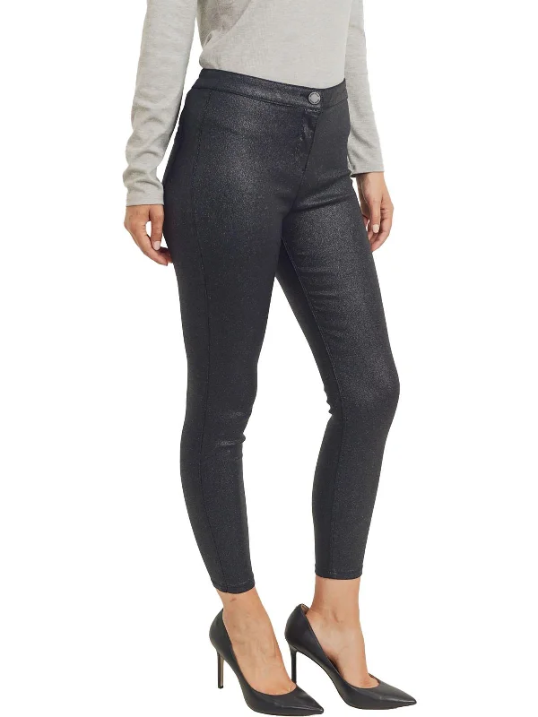 Womens Coated Sparkle Skinny Jeans