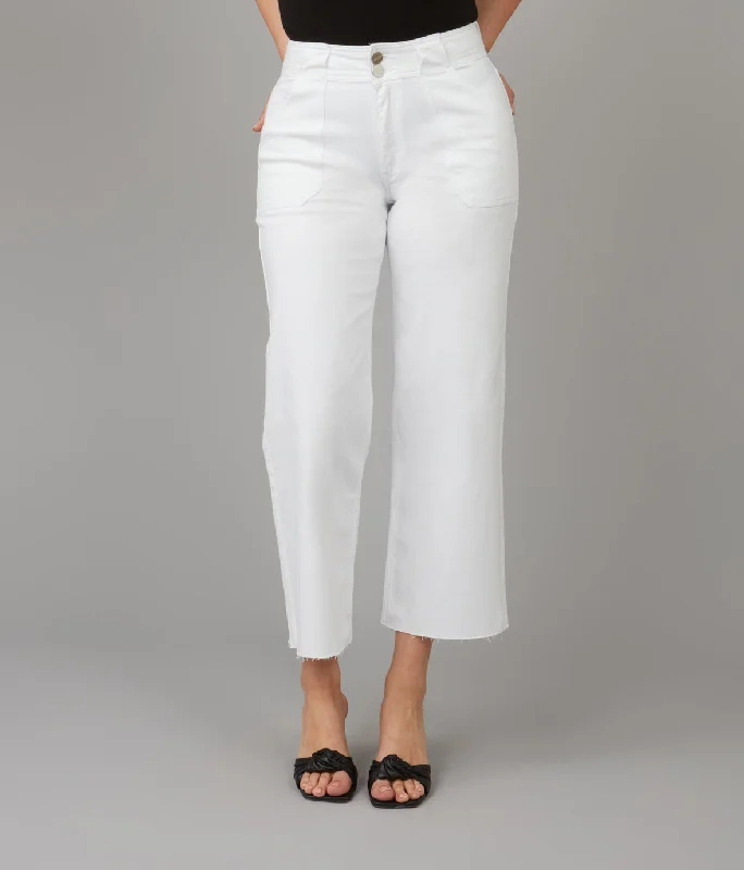 Women's COLETTE-WHT High Rise Wide Leg Jeans