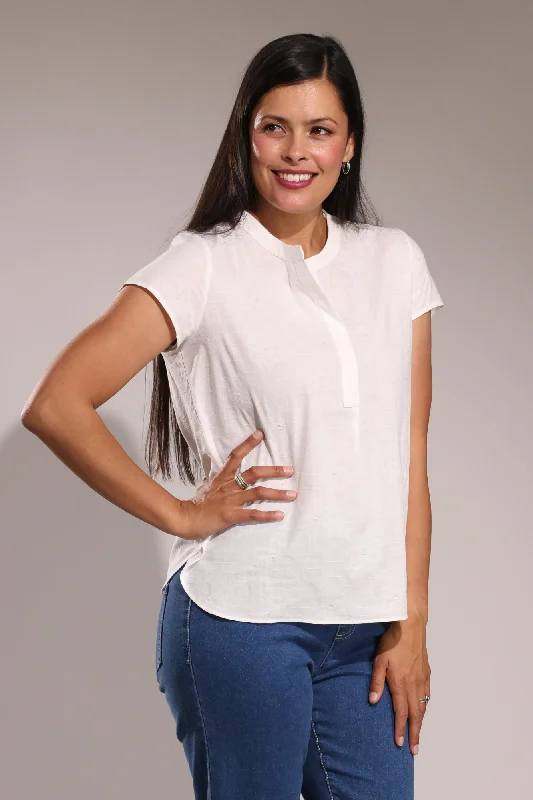 100% Cotton Top with nehru collar | IVORY | 6122A1