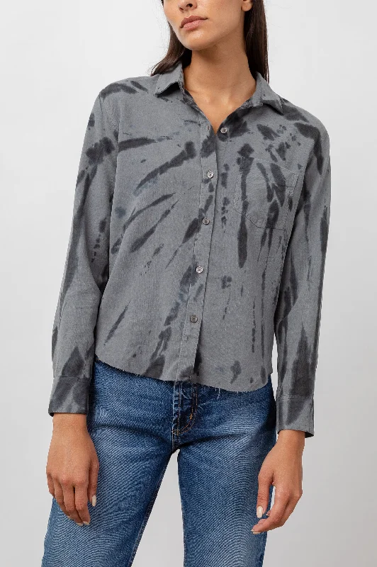 INGRID RAW HEM SHIRT - SMOKE SWIRL