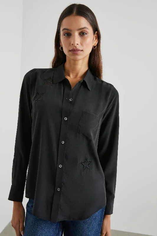 KATE SHIRT - BLACK EYELET STARS