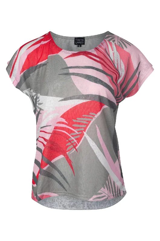 Print Top with plain back | SAGE PINK PALM | 6794A1