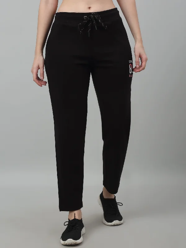 Women's Casual  Black Ankle length Mid rise Track Pants