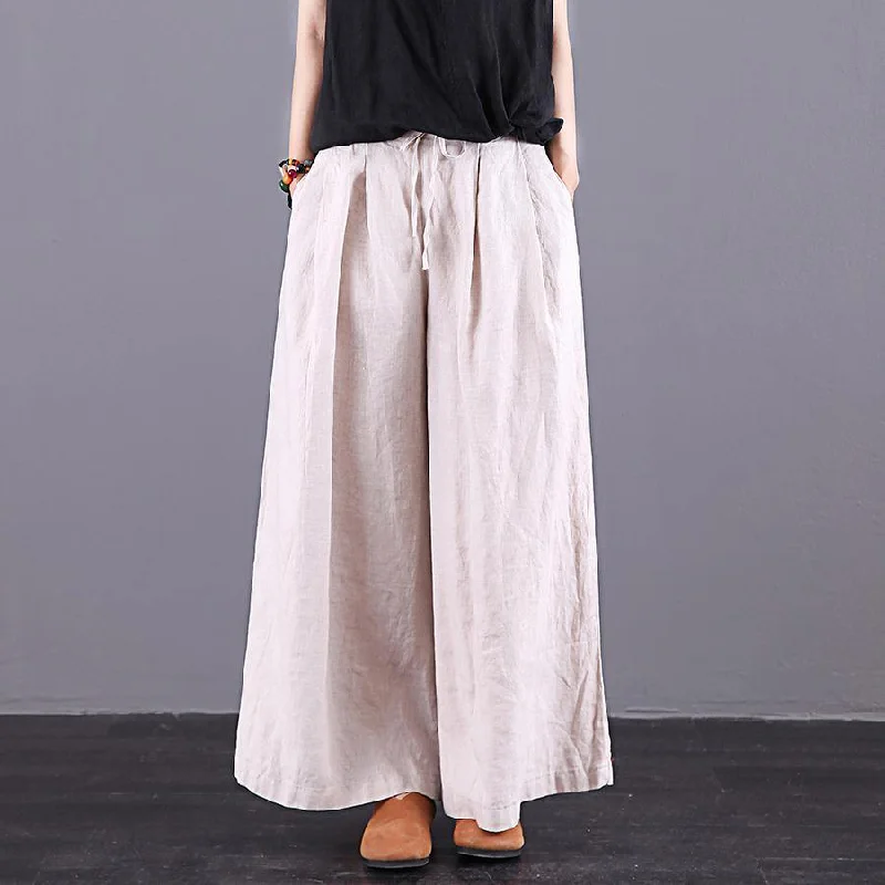 Female beige summer new casual loose large size wide leg pants