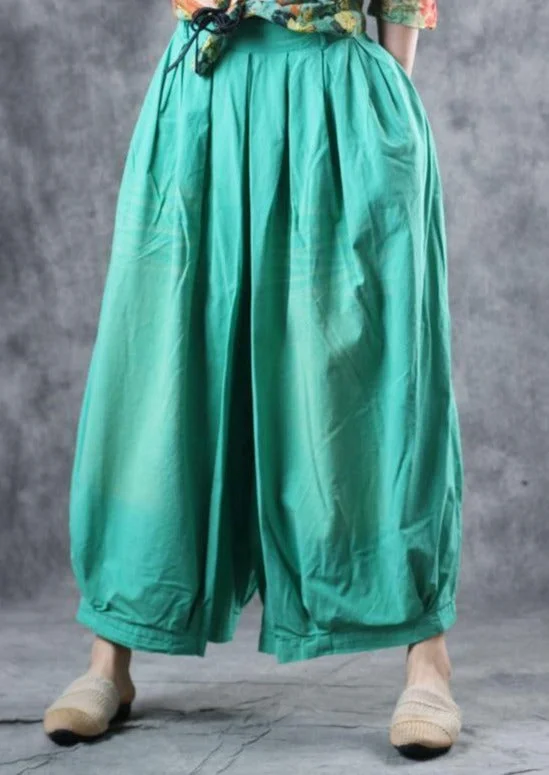 Modern clothes Fitted Summer Cotton Elastic Waist Ankle-Length Wide Leg Pants