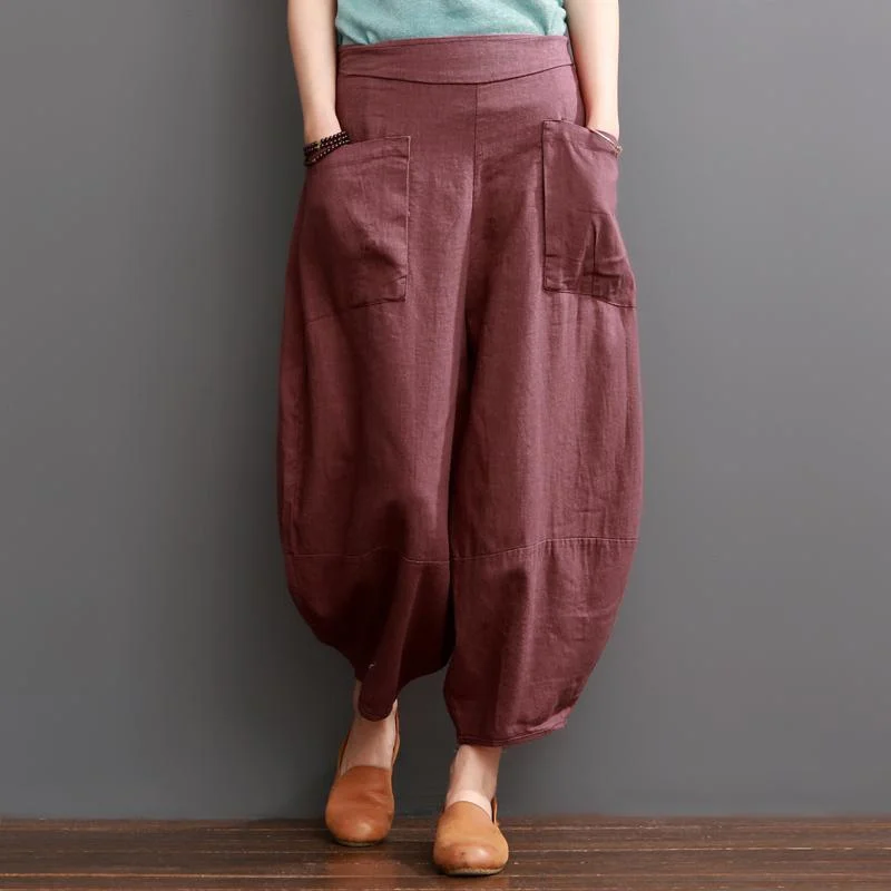 Mulberry linen pants causal women knickers bloomers