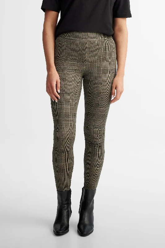 Pantalon ''pull-on'' jambe étroite à carreaux - Femme