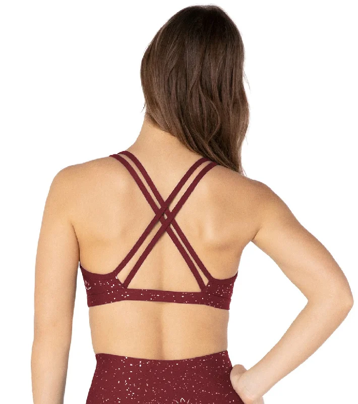 Beyond Yoga Double Back Alloy Speckled Bra Team Burgundy Gunmetal Speckle