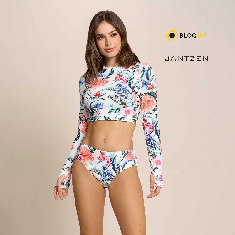 HAWAIIAN TERRACE CROPPED SWIM RASH GUARD TEE