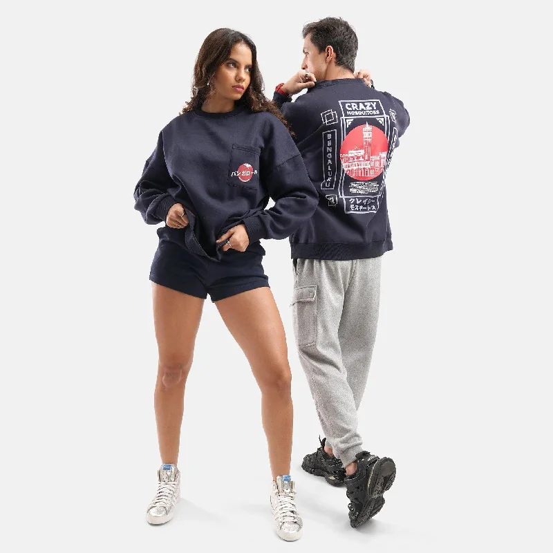 Bengaluru Oversized Fleece Sweatshirt in Navy - Womens