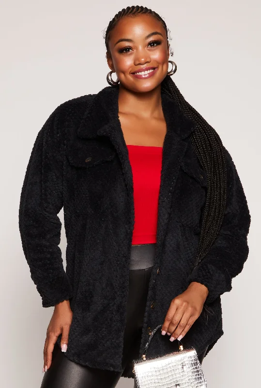 Plus Size Quilted Teddy Shacket