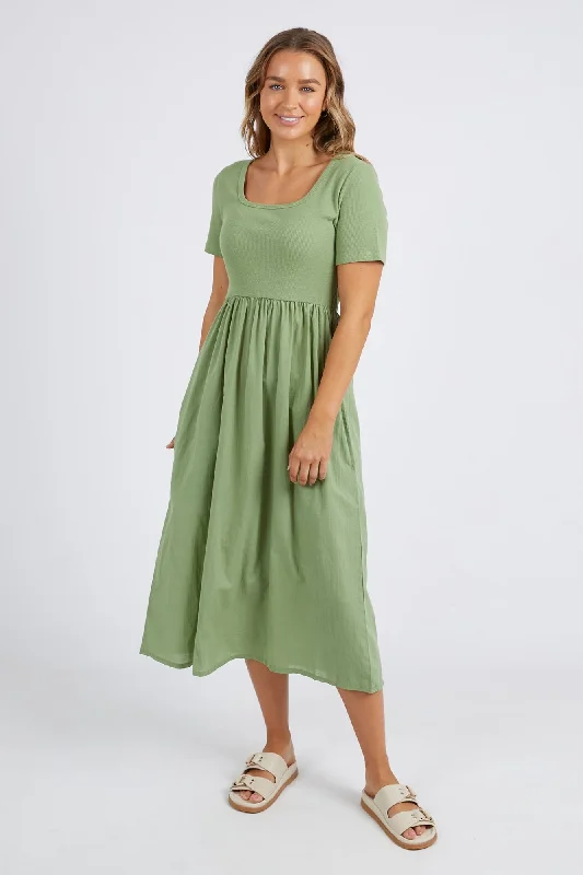 Ella Moss Green SS Midi Dress