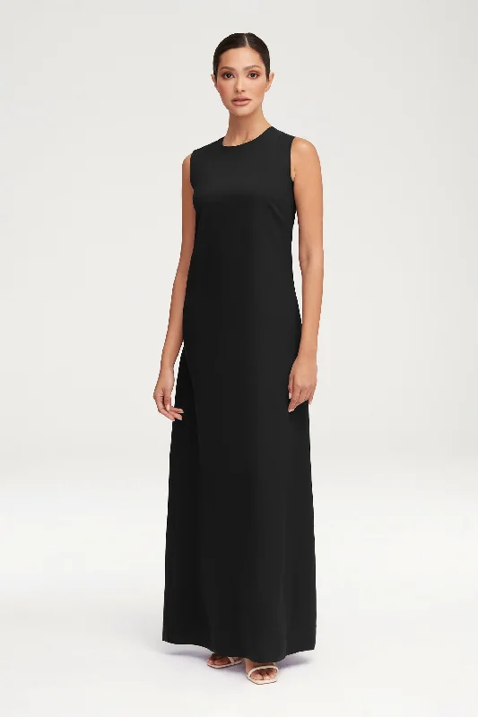 Essential Sleeveless Maxi Slip Dress - Black