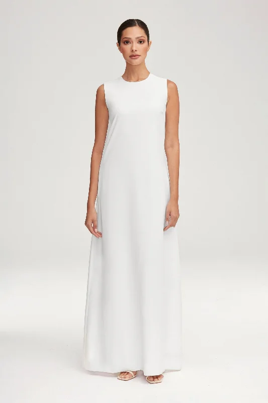 Essential Sleeveless Maxi Slip Dress - White