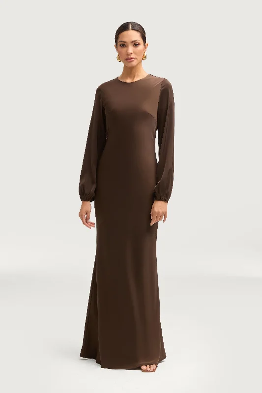 Kamila Satin Maxi Dress - Espresso