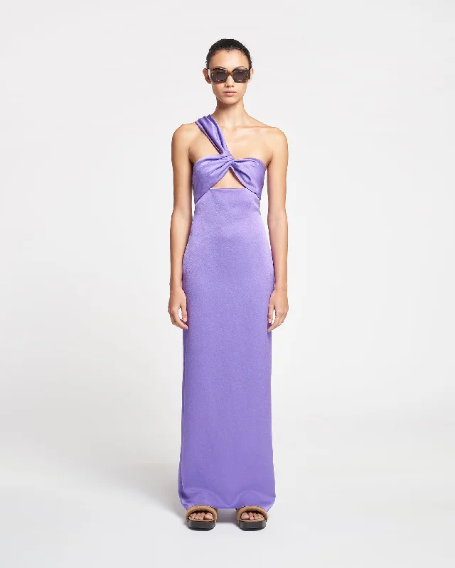 Maseco - Twisted Crisp-Satin Maxi Dress - Iris