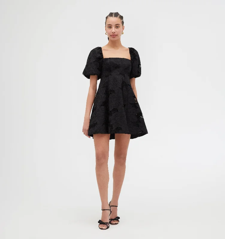 The Matilda Mini Dress - Black Floral Lace